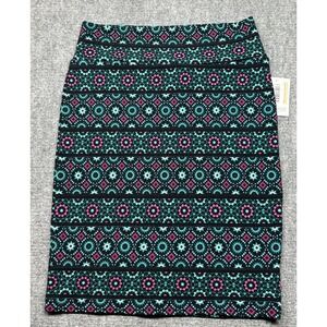 Lularoe Cassie Skirt Womens L Multicolor Art Geometric Pull On Pencil New